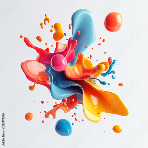 Abstract Color Explosion: A captivating and vibrant abstract composition, featuring a dynamic splash of colorful liquid paint in mid-air, creating a mesmerizing symphony of colors and textures.