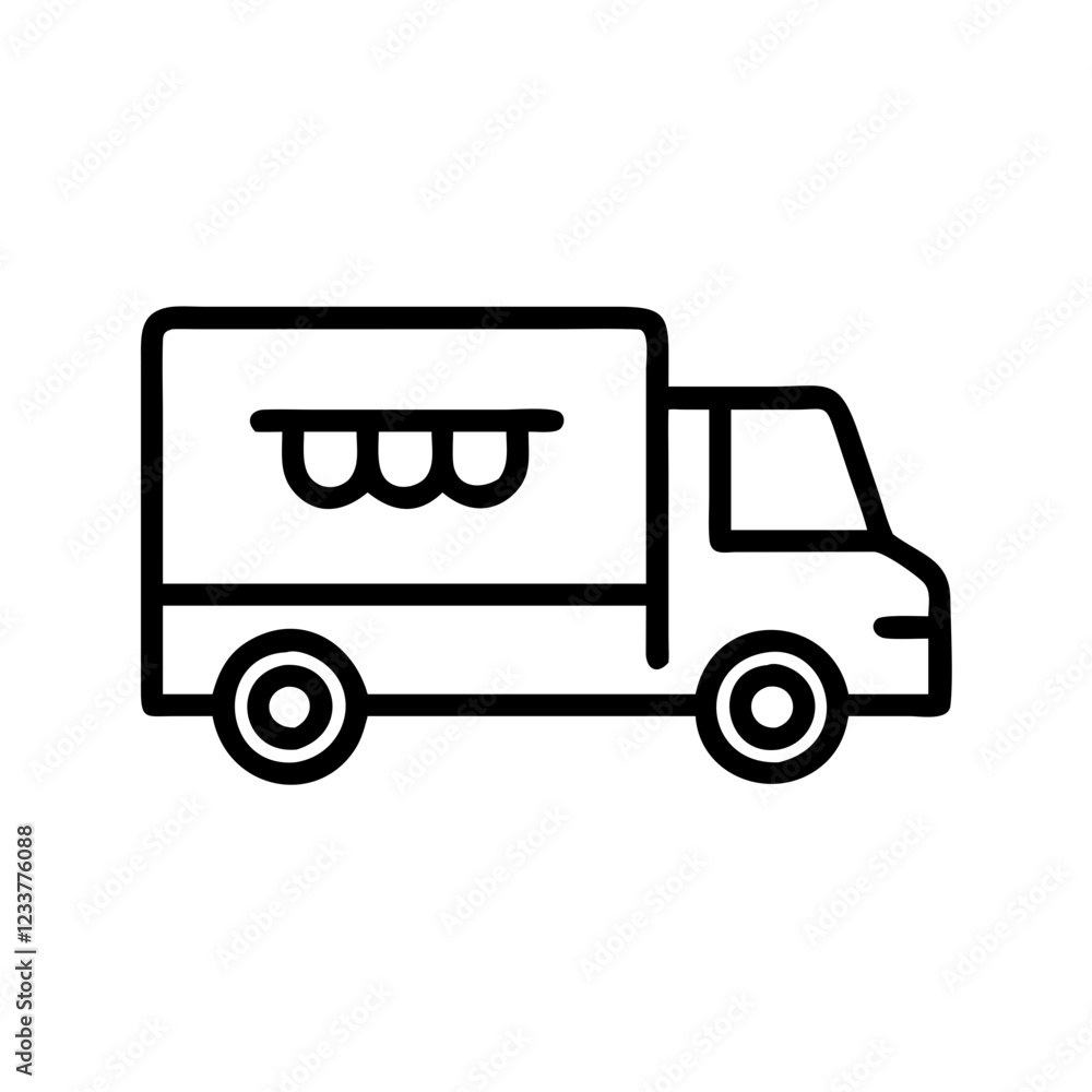 Food truck icon in minimalistic style for culinary concept Food truck icon in minimalistic style for culinary concept