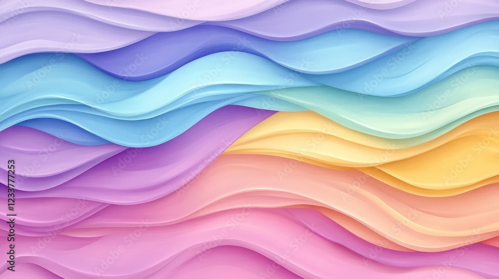 Fototapeta premium Pastel waves flowing, abstract background, design texture