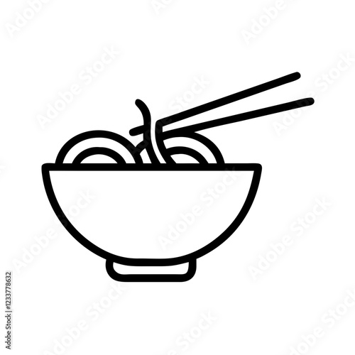 Ramen bowl icon with noodles and chopsticks in minimalist design