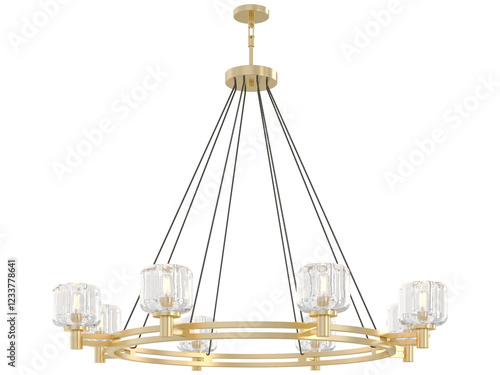 RH DEMARET ROUND CHANDELIER - Elegant Lighting Fixture Against white Background photo