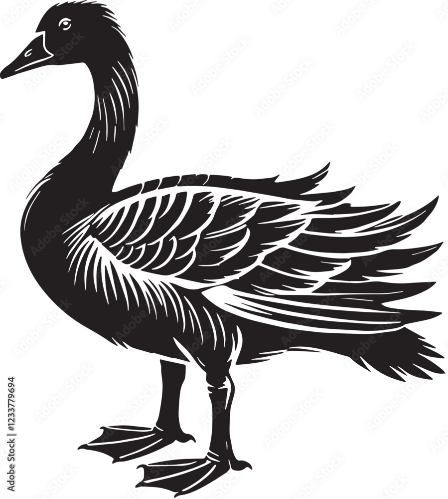 Fototapeta premium Black Goose Silhouette Vector, High Quality Illustration on White Background