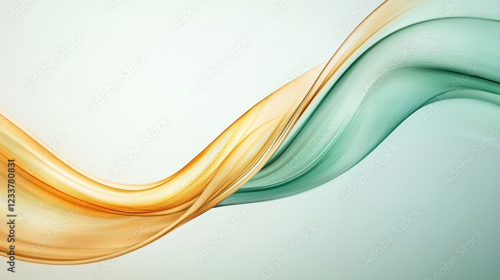 A wave of color with a green and yellow line A wave of color with a green and yellow line