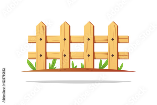 Wooden garden fence vector isolated on white background.