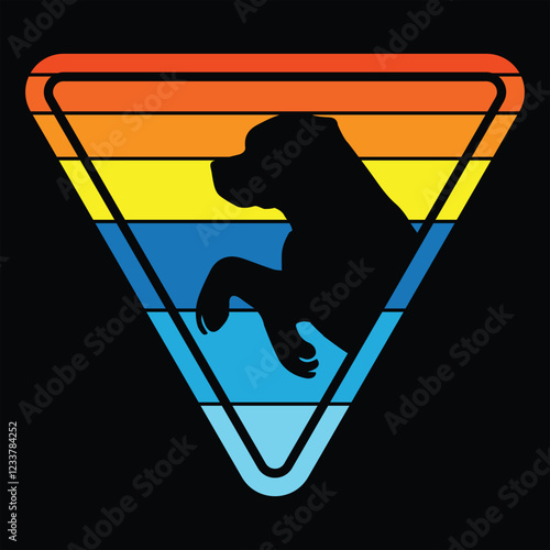 Greater Swiss Mountain Dog Silhouette Against a Retro Sunset
