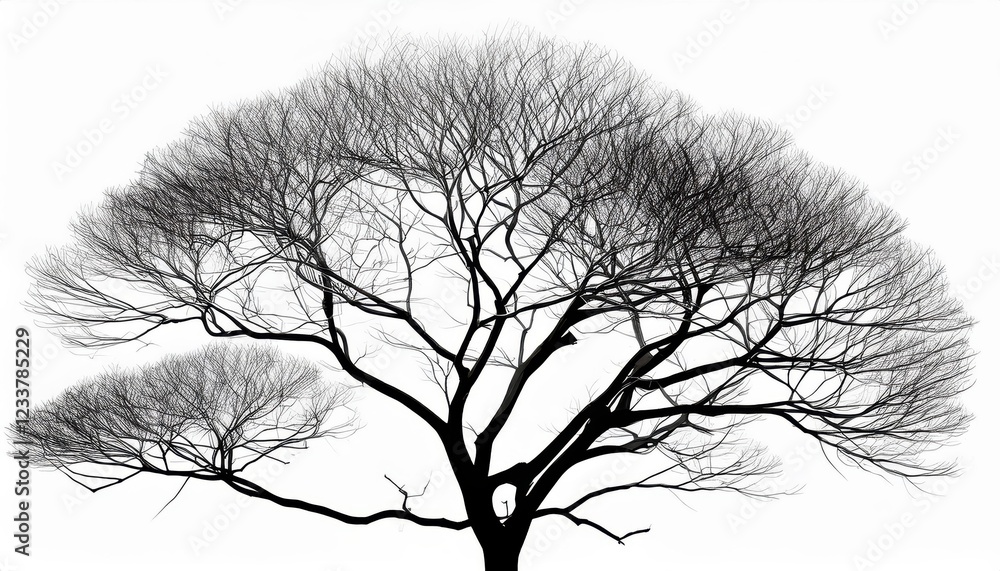 Striking Isolated Tree Branches Against a Pure White Background, Displaying the Intricate Details of Natures Winter Skeleton in High Definition. Striking Isolated Tree Branches Against a Pure White Background, Displaying the Intricate Details of Natures Winter Skeleton in High Definition.