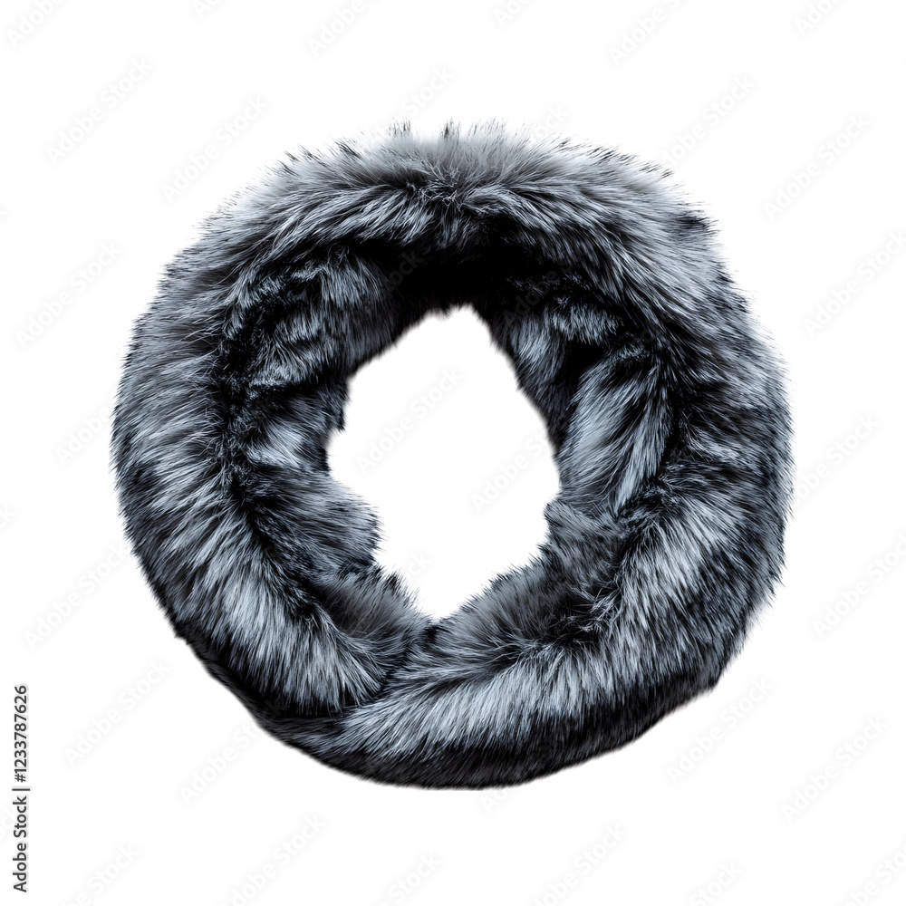 Faux Fur-Lined Collar Scarf in Light Gray Isolated on Transparent Background Faux Fur-Lined Collar Scarf in Light Gray Isolated on Transparent Background