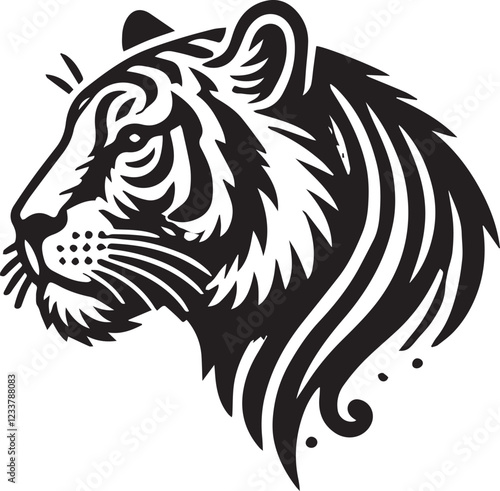 Wallpaper Mural Bengal Tiger silhouette black and white vector icon Torontodigital.ca