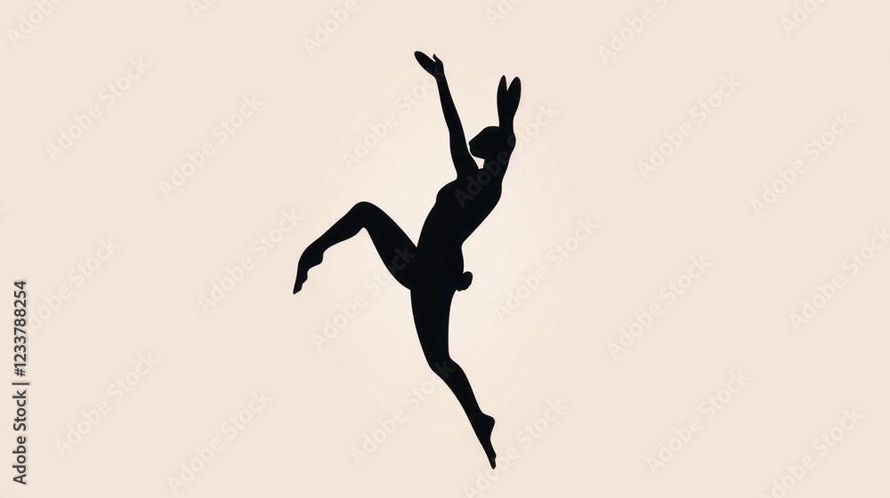 Silhouette of a Dancer with Playful Bunny Ears in a Dynamic Pose Against a Soft Background, Capturing the Essence of Joy and Freedom in Movement Silhouette of a Dancer with Playful Bunny Ears in a Dynamic Pose Against a Soft Background, Capturing the Essence of Joy and Freedom in Movement
