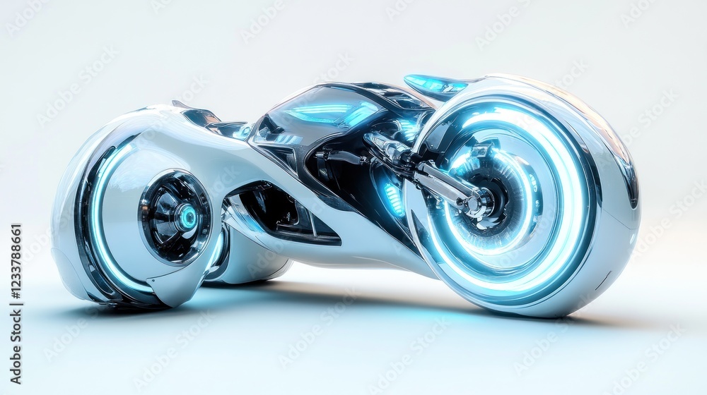 Futuristic motorbike, studio shot, white background, transportation concept Futuristic motorbike, studio shot, white background, transportation concept