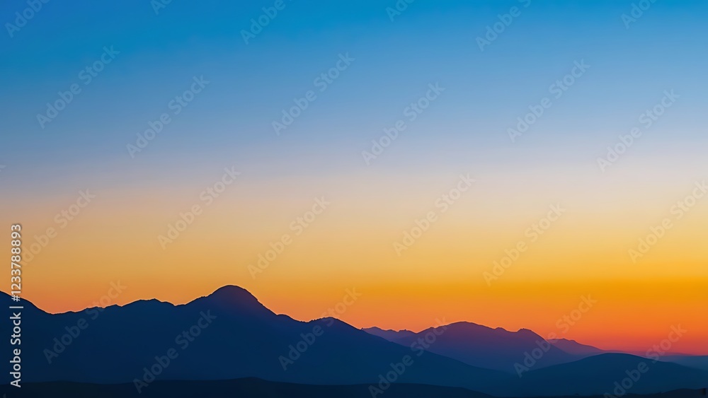 Fototapeta premium the sun setting on a beach with mountains in the background, near a small beach