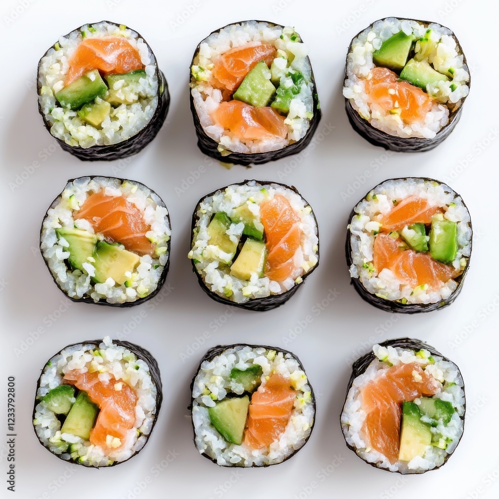 Sushi rolls made with cauliflower rice Sushi rolls made with cauliflower rice