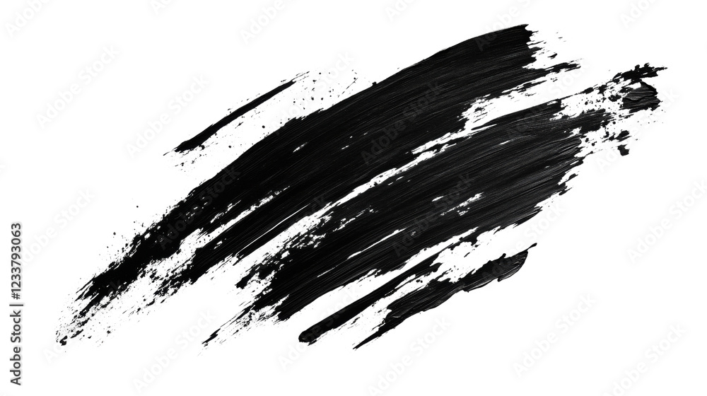 Bold Black Ink Brush Strokes with Rough Edges Isolated on transparent Background Bold Black Ink Brush Strokes with Rough Edges Isolated on transparent Background