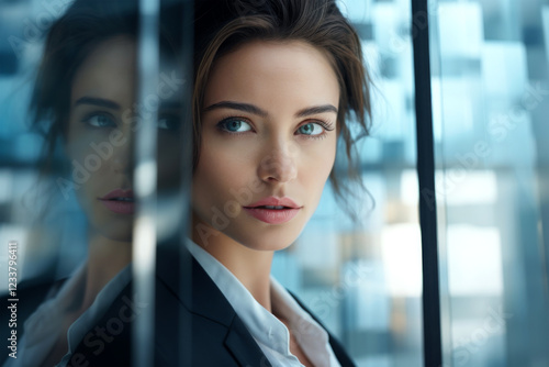 businesswoman in office on background Free Download businesswoman in office on background - GFXLoad