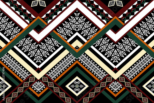 Geometric ethnic pattern seamless design for background ,Tribal geometric seamless patterns, ethnic design, hipster backdrop, wallpaper Background, Design curtain, carpet ,fabric ,textile 