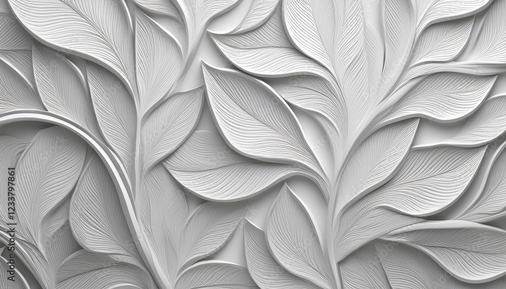 Aweinspiring Panoramic Abstraction of White Geometric Leaves and 3D Tiles, Evoking an Ethereal and Tranquil Ambiance, Perfect for Digital Art, Home Decor, or Design Inspiration Aweinspiring Panoramic Abstraction of White Geometric Leaves and 3D Tiles, Evoking an Ethereal and Tranquil Ambiance, Perfect for Digital Art, Home Decor, or Design Inspiration