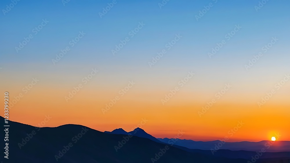 the sun setting on a beach with mountains in the background, near a small beach the sun setting on a beach with mountains in the background, near a small beach