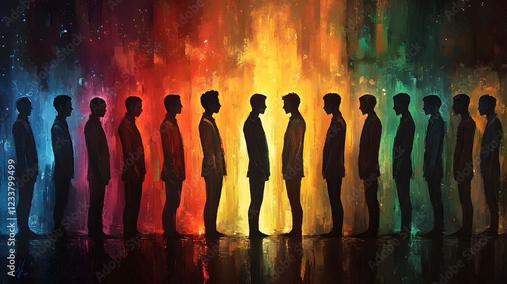 An illustration of an abstract crowd with diverse people, symbolizing the diversity and crowdedness in social media platforms. The colors should be vibrant yet harmonious, representing different An illustration of an abstract crowd with diverse people, symbolizing the diversity and crowdedness in social media platforms. The colors should be vibrant yet harmonious, representing different