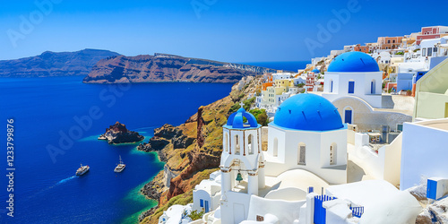 Picturesque Santorini, Greece - Whitewashed Houses Overlooking the Aegean Sea