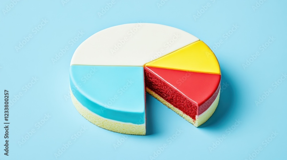 Obraz premium Colorful Pie Chart Cake: A Delicious Data Visualization