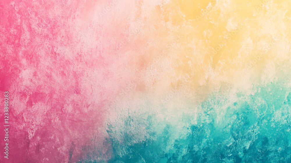 Fototapeta premium A vibrant gradient background seamlessly blending from yellow to pink. Textured rainbow painting on canvas wallpaper background