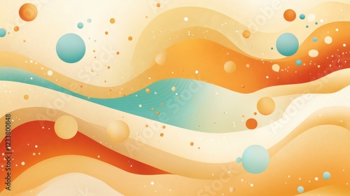 Abstract waves and spheres with warm gradient tones