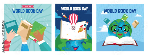 Creative illustrations celebrating World Book Day and the joy of reading.