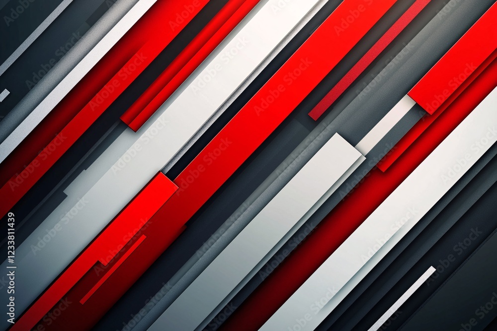 Fototapeta premium Abstract Red White And Gray Diagonal Stripes Design