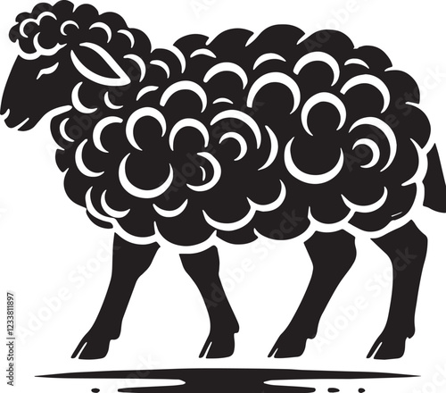 Black Sheep Silhouette Vector, High Quality Illustration on White Background