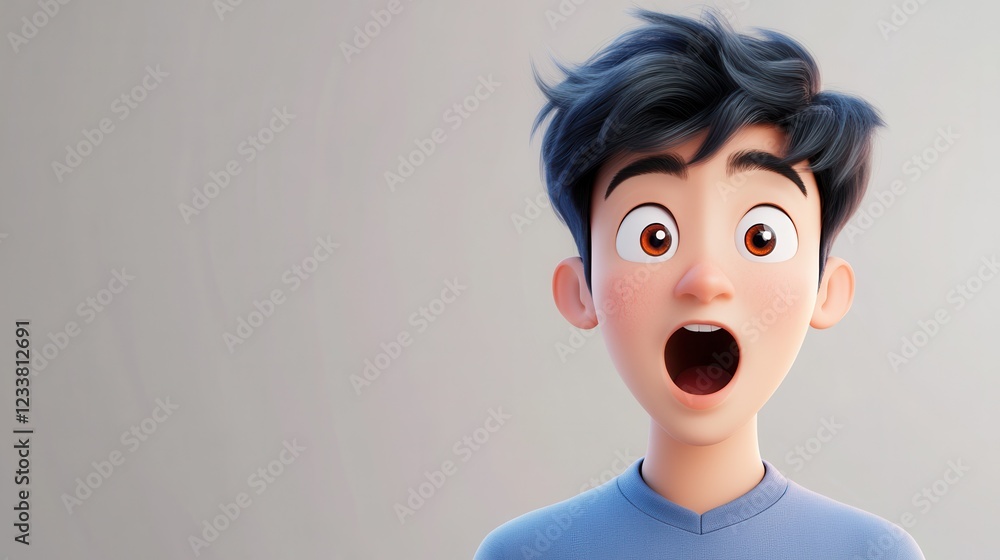 A surprised, shocked, and scared Indian cartoon character is depicted as a young adult woman or teenage girl in a 3D style. A surprised, shocked, and scared Indian cartoon character is depicted as a young adult woman or teenage girl in a 3D style.