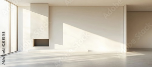 Wallpaper Mural Modern interior empty room with large windows and natural light casting shadows on the wall Copy Space Torontodigital.ca