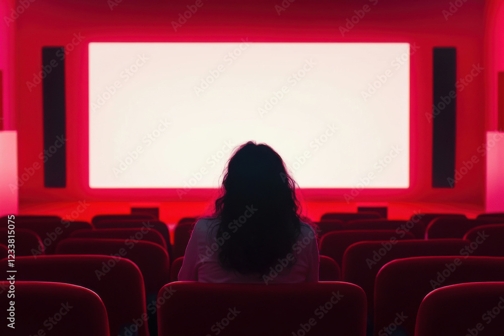 Enjoying a cinematic experience in a dimly lit theater with vibrant red lighting Enjoying a cinematic experience in a dimly lit theater with vibrant red lighting
