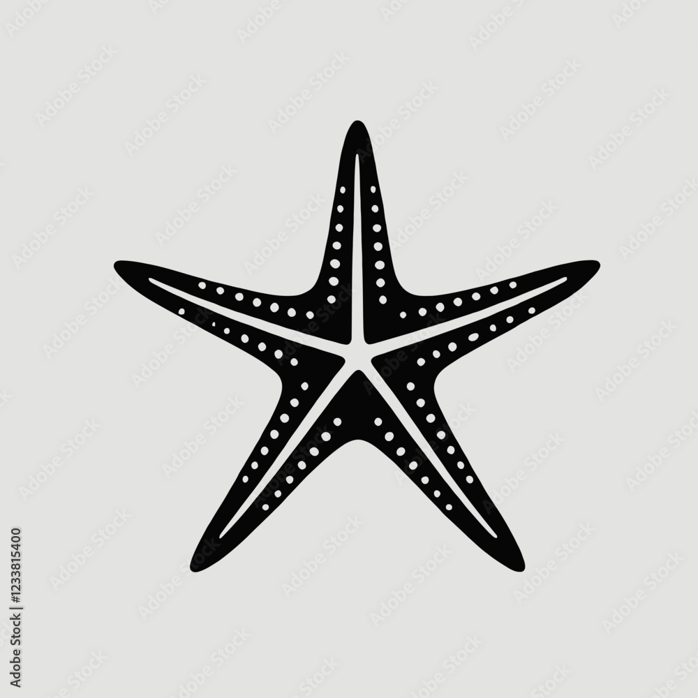 Fototapeta premium Starfish Silhouette in black on a white background