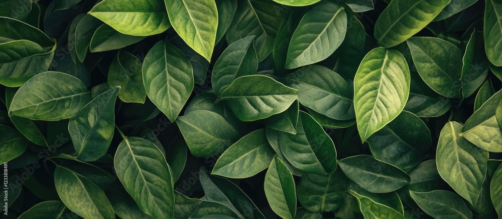 Lush green foliage texture with vibrant leaves arranged closely for natural background and Copy Space for text insertion Lush green foliage texture with vibrant leaves arranged closely for natural background and Copy Space for text insertion