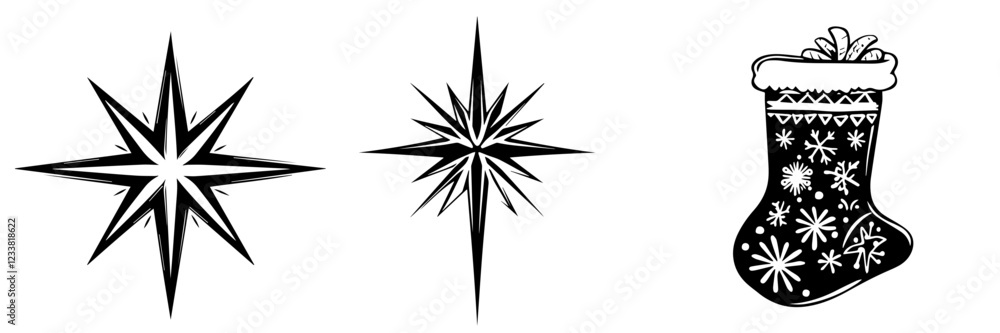 Set of Star Illustrations, Different Star Shapes, Black and White Vector Graphics, Celestial Bodies, Design Elements, Isolated on White Background Set of Star Illustrations, Different Star Shapes, Black and White Vector Graphics, Celestial Bodies, Design Elements, Isolated on White Background
