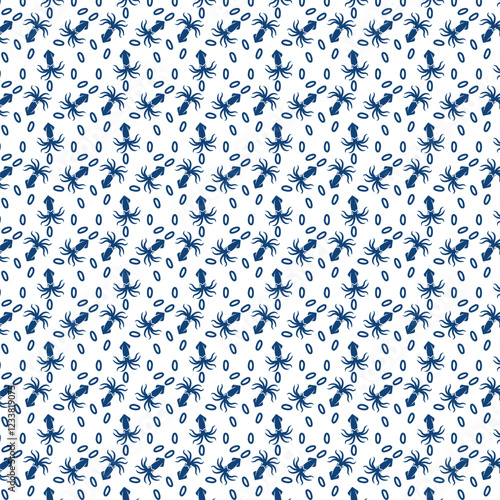 Seamless pattern with spiders on a white background. 
