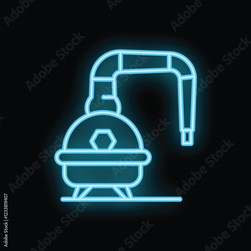 Neon sign of traditional arabic hookah for smoking flavored tobacco. Shisha bar bright advertisement