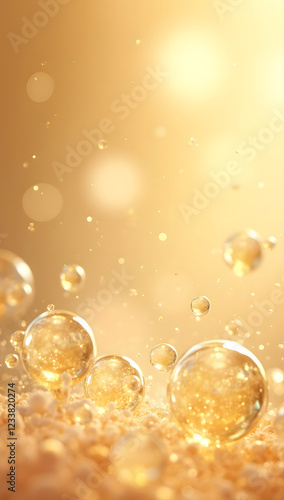 Glittery Golden Fluid with Light Reflections