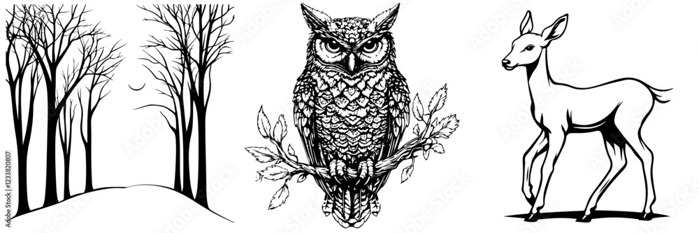 owl and raindeer owl and raindeer