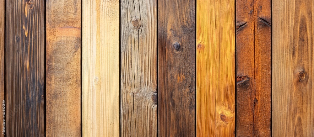 Fototapeta premium Varied Wooden Planks Background Showing Different Textures and Tones