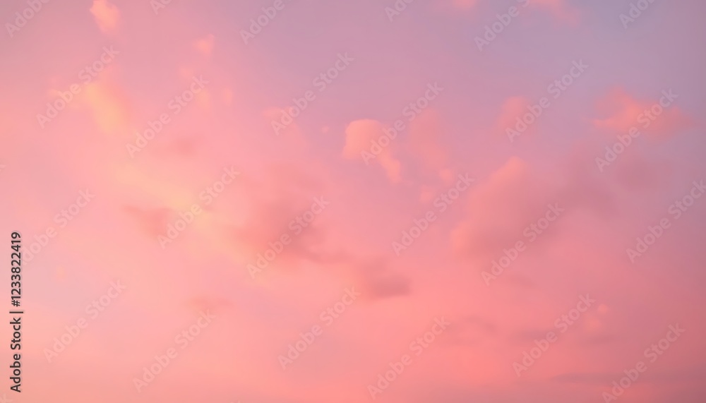 Fototapeta premium Pastel Pink Sunset Sky: Soft Clouds and Gentle Hues