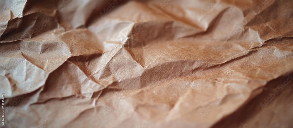 Close-up of crumpled brown kraft paper texture with soft focus. Close-up of crumpled brown kraft paper texture with soft focus.