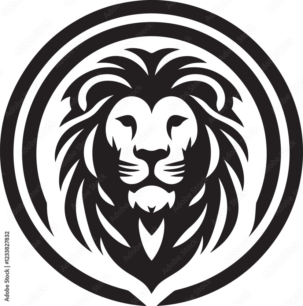 Obraz premium Lion silhouette black and white vector icon