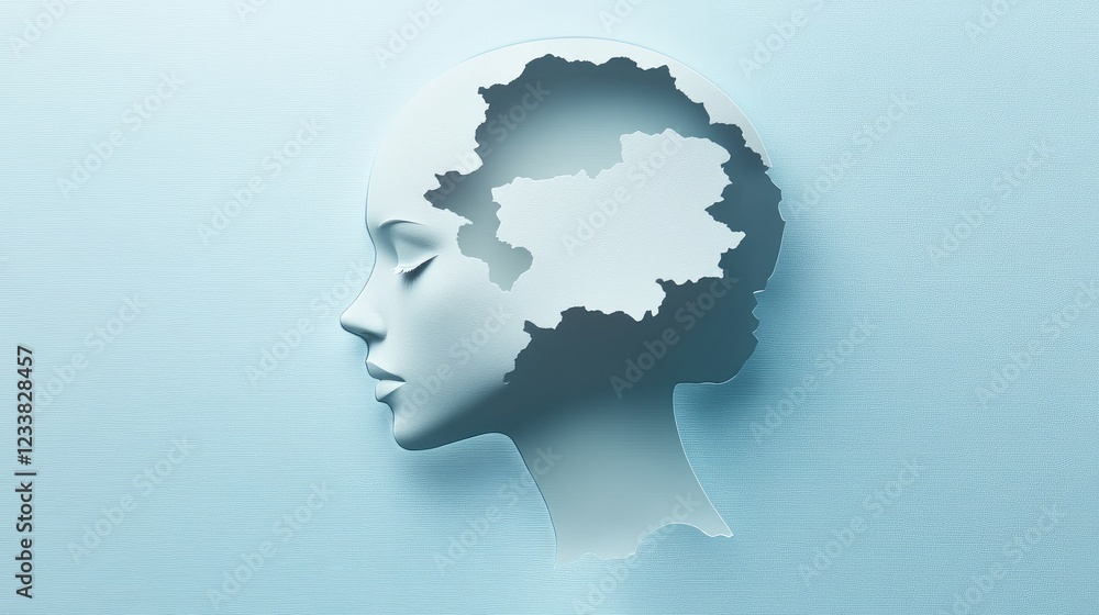 Creative paper cut-out design symbolizing thought and mindfulness representing innovative concepts for advertising and business marketing Creative paper cut-out design symbolizing thought and mindfulness representing innovative concepts for advertising and business marketing