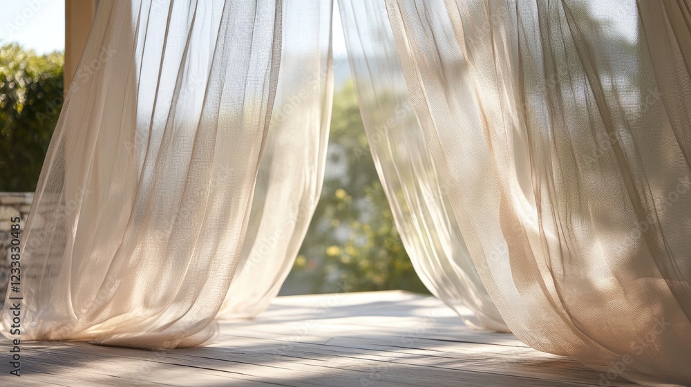 Elegant mosquito netting providing protection against summer insects with soft, flowing fabric creating a serene indoor ambiance. Elegant mosquito netting providing protection against summer insects with soft, flowing fabric creating a serene indoor ambiance.