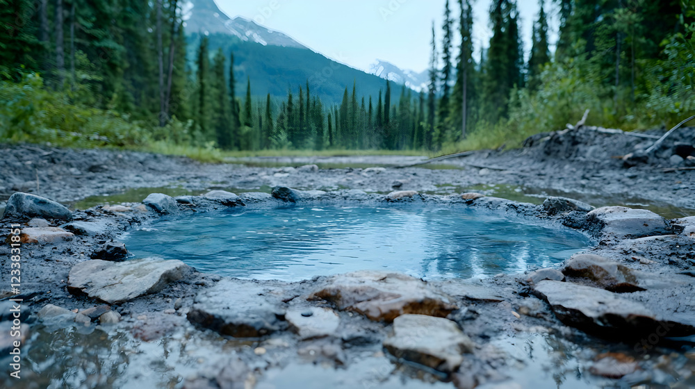 Mountain spring water pool, tranquil nature scene Mountain spring water pool, tranquil nature scene