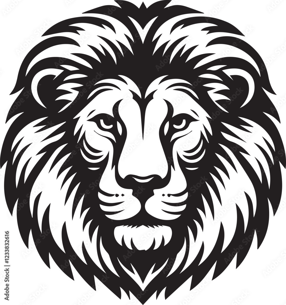 Obraz premium Lion silhouette black and white vector icon