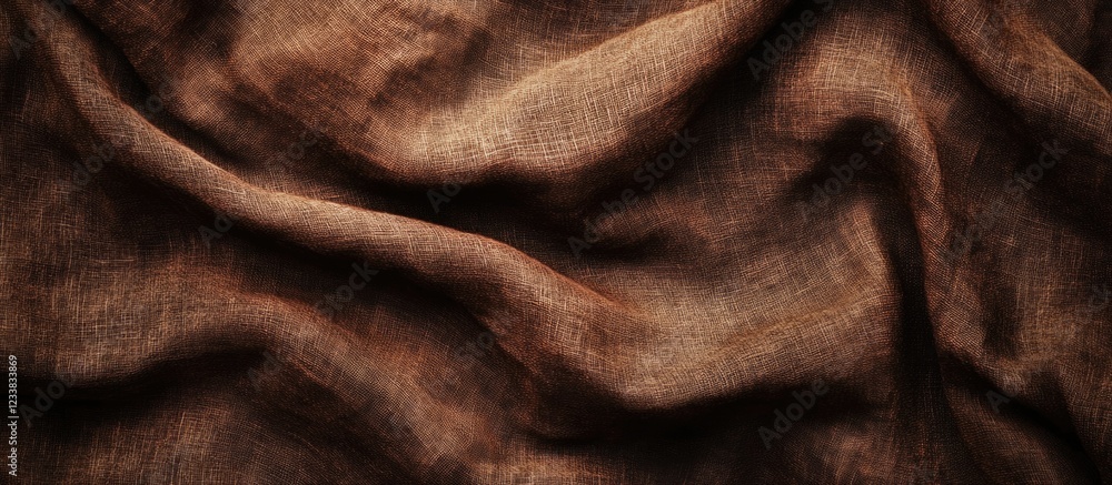 Textured Brown Fabric with Natural Folds and Shadows Textured Brown Fabric with Natural Folds and Shadows
