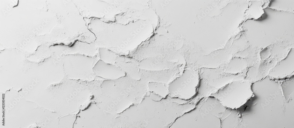 Fototapeta premium White textured plaster wall surface with peeling paint and cracks