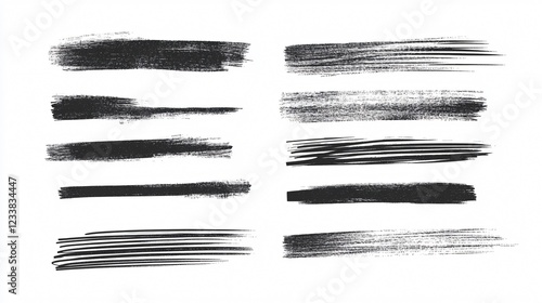 Hand-drawn Strikethrough Underlines Set for Designers. Brush Stroke Marker Illustrations Bundle. Creative Doodle Collection for Graphic Projects.